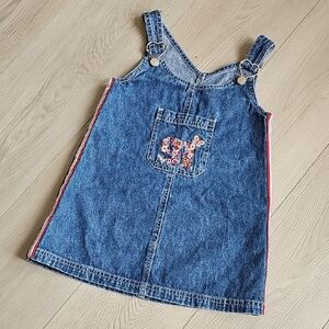 Vintage Nevada Moto Stripe Embroidered Florals‎ Denim Dress Overalls 3X